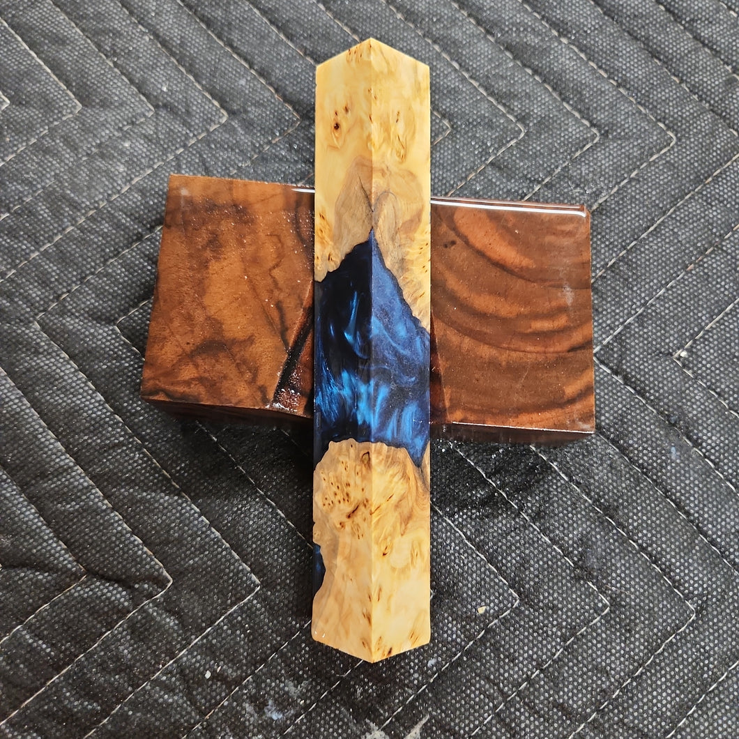 Yellow cedar burl hybrid pen blank