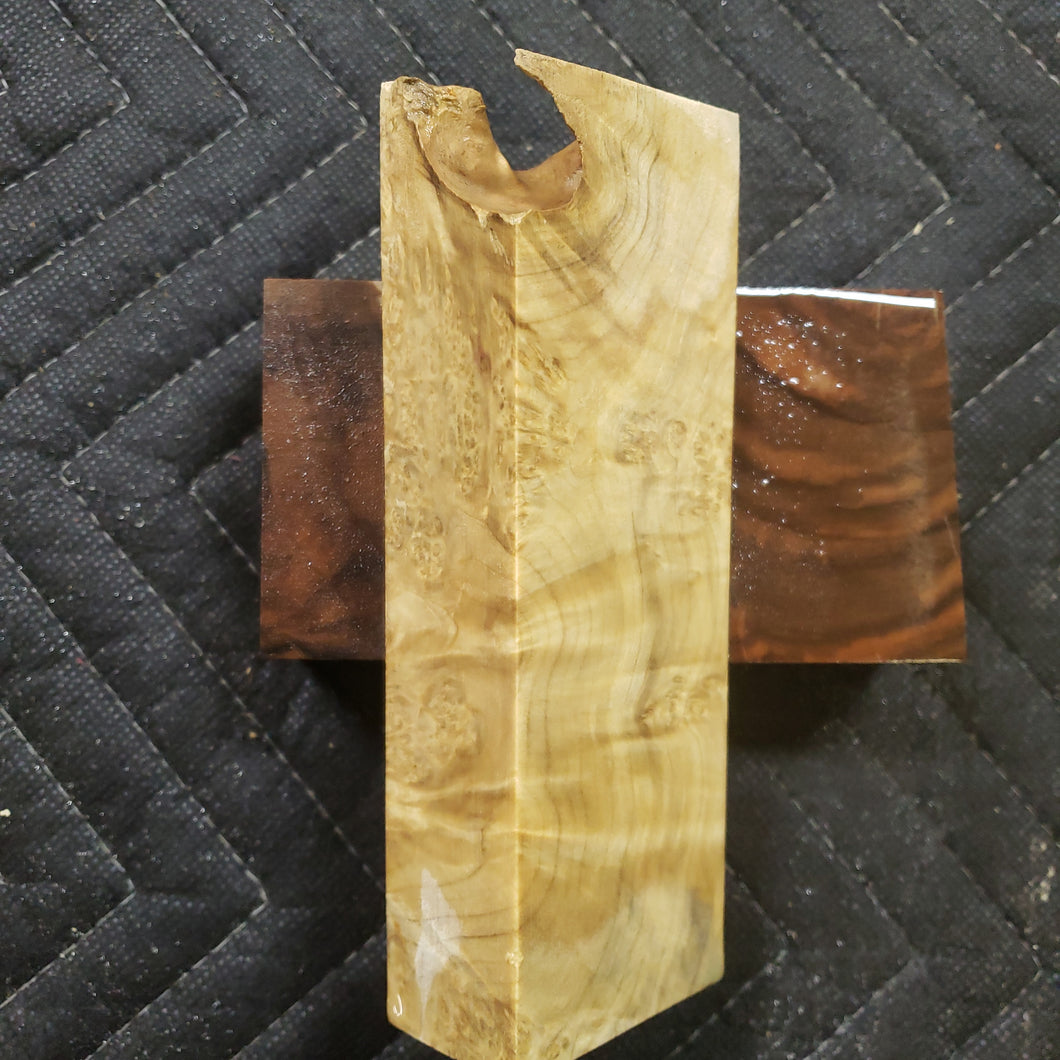 Casting box elder burl knife scale