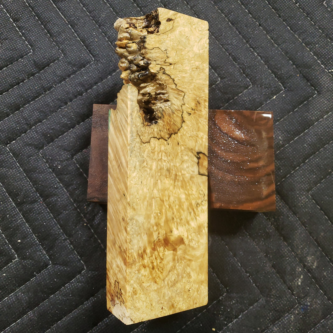 Casting box elder burl knife scale