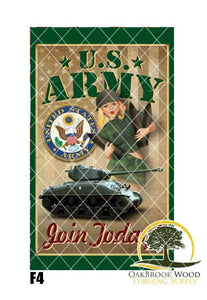 Label Cast US Army - Oakbrook Wood Turning Supply